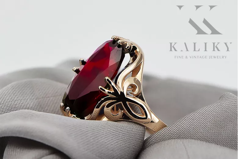 Vintage Stil Ring Rubinrot Originales Vintage-Roségold aus 14 Karat vrc082r